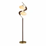 S-Shaped Wood and Glass LED Floor Lamp