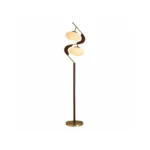 S-Shaped Wood and Glass LED Floor Lamp