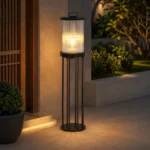 Ribbed Glass Solar Garden Lantern for Patio and Courtyard Lighting - Image 4