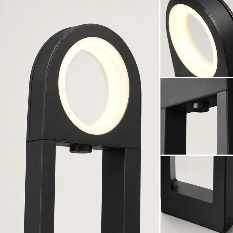 Molde Black Halo Outdoor Bollard Light for Garden Pathway Lighting - Image 5