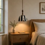 Black Ivory Fabric Pendant Light | Handmade Design - Image 3