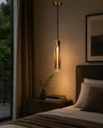 K9 Crystal Glass Tube Pendant Light | Luxury Brass LED - Image 4