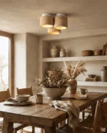 Travertine Ceiling Light – Stone Texture Triple Head LED Lamp - Image 2