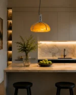 Amber Glass Pendant Light | Retro Modern LED Ceiling Lighting Fixture - Image 4