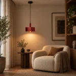 Burgundy Geometric Metal Pendant Light – Modern LED Hanging Light - Image 2
