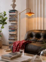 Amber Glass Floor Lamp | Adjustable Modern Lighting - Image 4