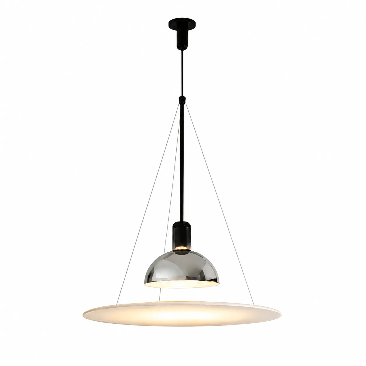 6ab91660993acd58e791de9250371068_11zon Floating Disc Pendant Light – Modern Chrome Acrylic LED Hanging Light - Image 1