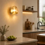 Amber Glass Wall Light | Dimmable LED Wall Sconce - Image 4
