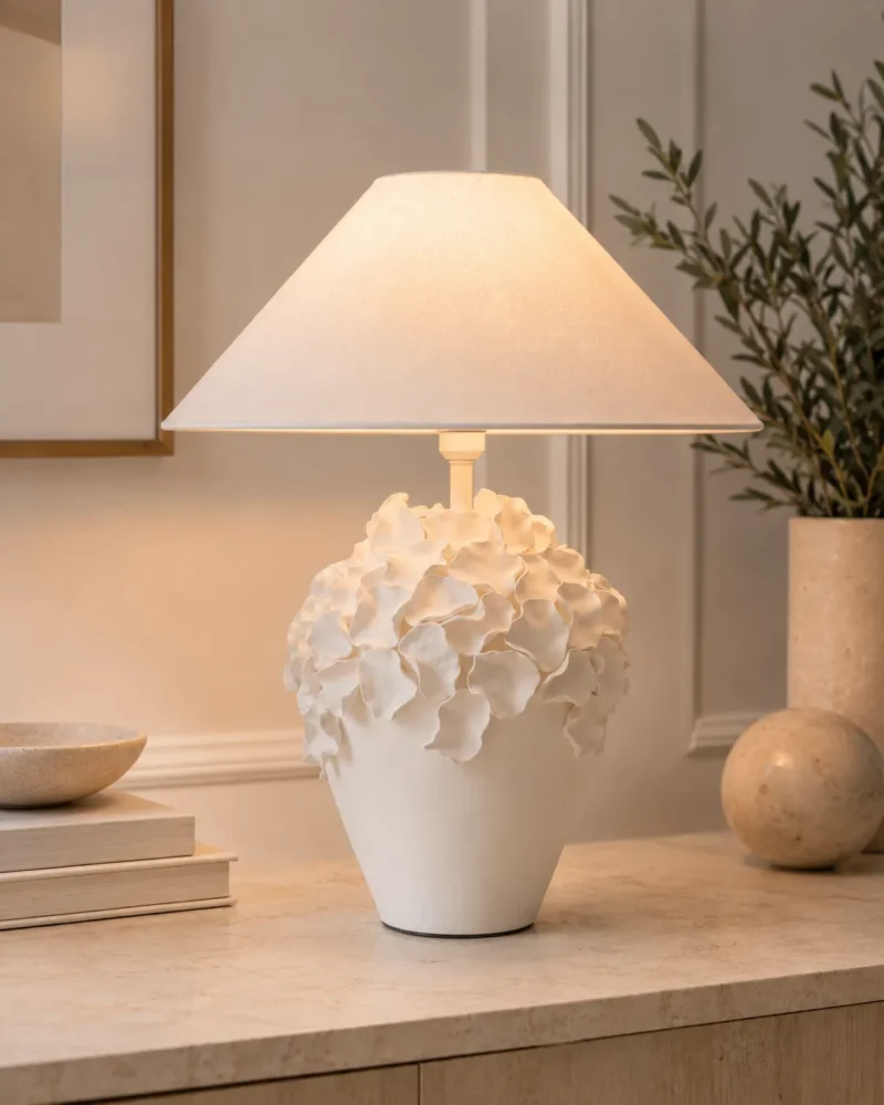 Ceramic Table Lamp Floral Design | Modern LED Table Lamp - Image 2