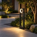 Molde Black Halo Outdoor Bollard Light for Garden Pathway Lighting - Image 4