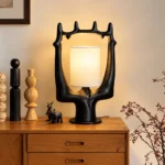 Walnut Wood Table Lamp | Nature Sculpture Wooden LED Table Lamp - Image 3