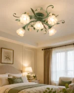 Floral Glass Ceiling Light – Botanical Romantic Ceiling Lamp - Image 4