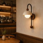 Travertine LED Wall Sconce | Natural Stone Wood Wall Lamp - Image 2