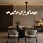 Modern Linear G9 Globe Pendant Light – Black White Glass Chandelier - Image 2
