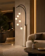 Modern Arc Glass Globe Floor Lamp | 6-Light LED Design - Image 5