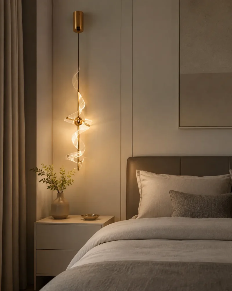 Modern Spiral Pendant Light | Electroplated Gold LED Ceiling Lighting Fixture - Image 4