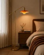 Amber Glass Floor Lamp | Adjustable Modern Lighting - Image 3