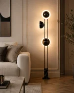 Modern Black Glass Globe Floor Lamp | LED Lighting - Image 3