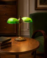 Vintage Banker Table Lamp | Double Shade Brass Green Desk Lamp for Study & Bedroom - Image 5
