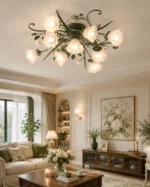Floral Glass Ceiling Light – Botanical Romantic Ceiling Lamp - Image 3