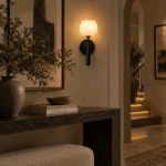 Modern Brass Alabaster Globe Wall Sconce Natural Stone Wall Light - Image 4