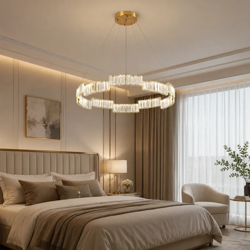 Stella Copper Crystal LED Ring Chandelier for Luxury Interiors - Image 4