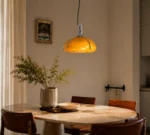 Amber Glass Pendant Light | Retro Modern LED Ceiling Lighting Fixture - Image 3