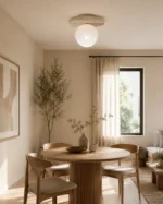 Travertine Ceiling Light – Minimalist Stone Glass LED Lamp - Image 2