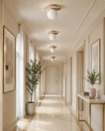 Travertine Ceiling Light – Minimalist Stone Glass LED Lamp - Image 5