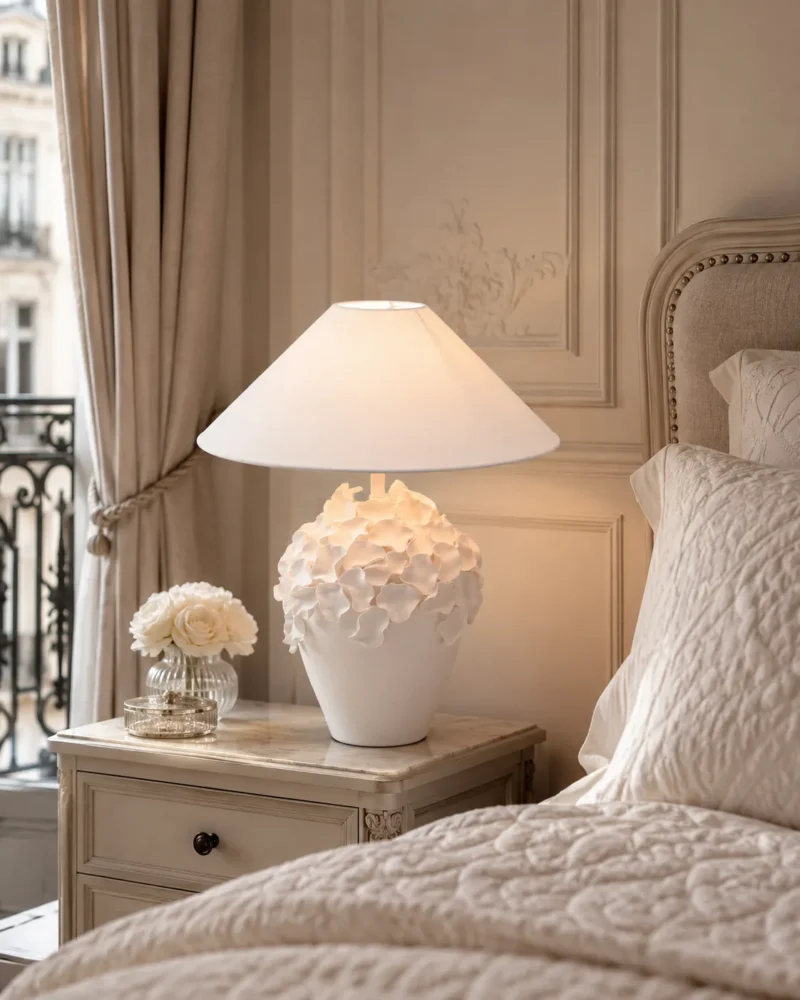 Ceramic Table Lamp Floral Design | Modern LED Table Lamp - Image 4