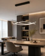 Modern LED Wave Linear Pendant Light – Black Minimalist Chandelier 120cm - Image 3