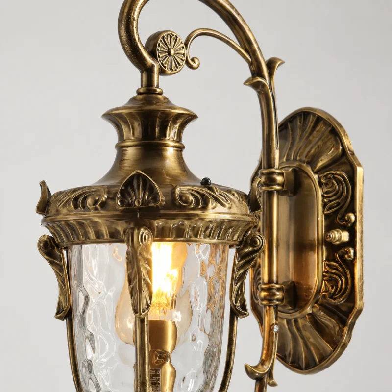 Vintage Outdoor Wall Lantern with Textured Glass for Villa - Image 5