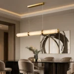 Modern Brass Alabaster Linear Pendant Light | LED - Image 9