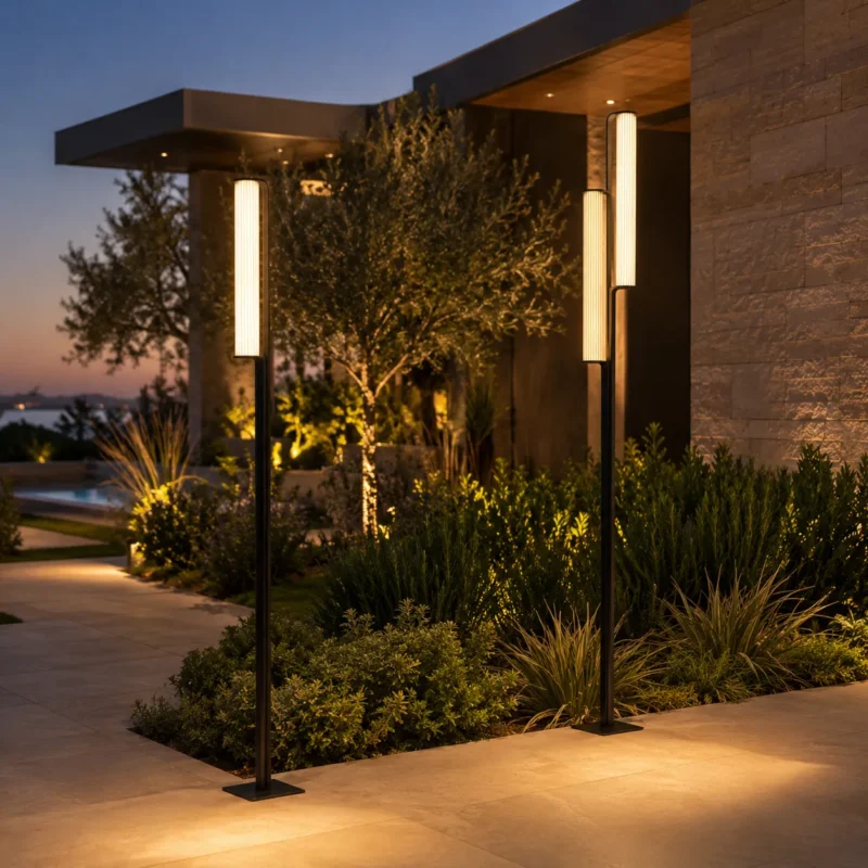 Ribbed Glass Solar Garden Lantern for Patio and Courtyard Lighting - Image 2