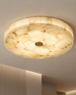 Natural Stone Brass Ceiling Light – Slim Luxury LED Flush Mount Lamp - Image 2