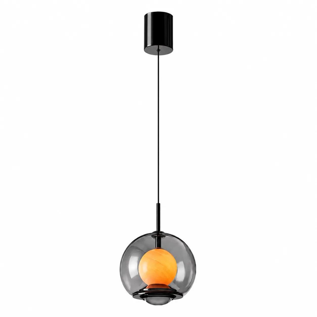 808961ac8deb96cbb1466cc16fc331c2_11zon Smart Sensor Pendant Light | Pearl Black LED Glass Lighting Fixture - Image 1