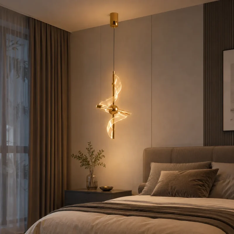 Modern Spiral Pendant Light | Electroplated Gold LED Ceiling Lighting Fixture - Image 3