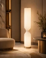 Pleated Twist Fabric Floor Lamp | Cream White - Image 4