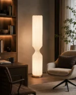 Pleated Twist Fabric Floor Lamp | Cream White - Image 3