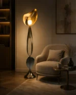 Sculptural Gold LED Floor Lamp | Modern Luxury Lighting - Image 5