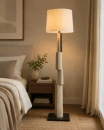 Modern Geometric Column Floor Lamp | Fabric Shade - Image 5