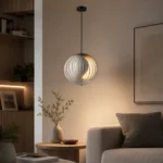 Orbital Ring Pendant Light – Modern Matte Silver Metal LED Ceiling Light - Image 4