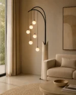 Modern Arc Glass Globe Floor Lamp | 6-Light LED Design - Image 4