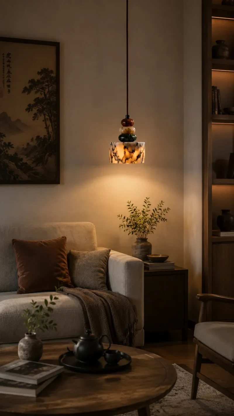 Natural Marble Pendant Light | Luxury Small LED Pendant Lighting Fixture - Image 3
