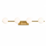 4-Light Brass LED Vanity Light | Glass Bathroom Mirror Lamp