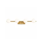 4-Light Brass LED Vanity Light | Glass Bathroom Mirror Lamp