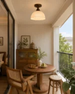 Vintage Glass Ceiling Light – Retro Flush Mount Ceiling Lamp - Image 4