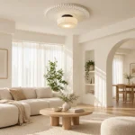 Vintage Glass Ceiling Light – French Cream LED Flush Mount Lamp - Image 4
