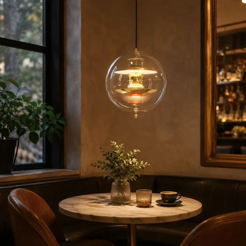 Glass Orb Pendant Light | Modern Luxury Gold LED Ceiling Lighting Fixture - Image 4