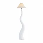 Sculptural Wavy Resin Floor Lamp with Fabric Shade